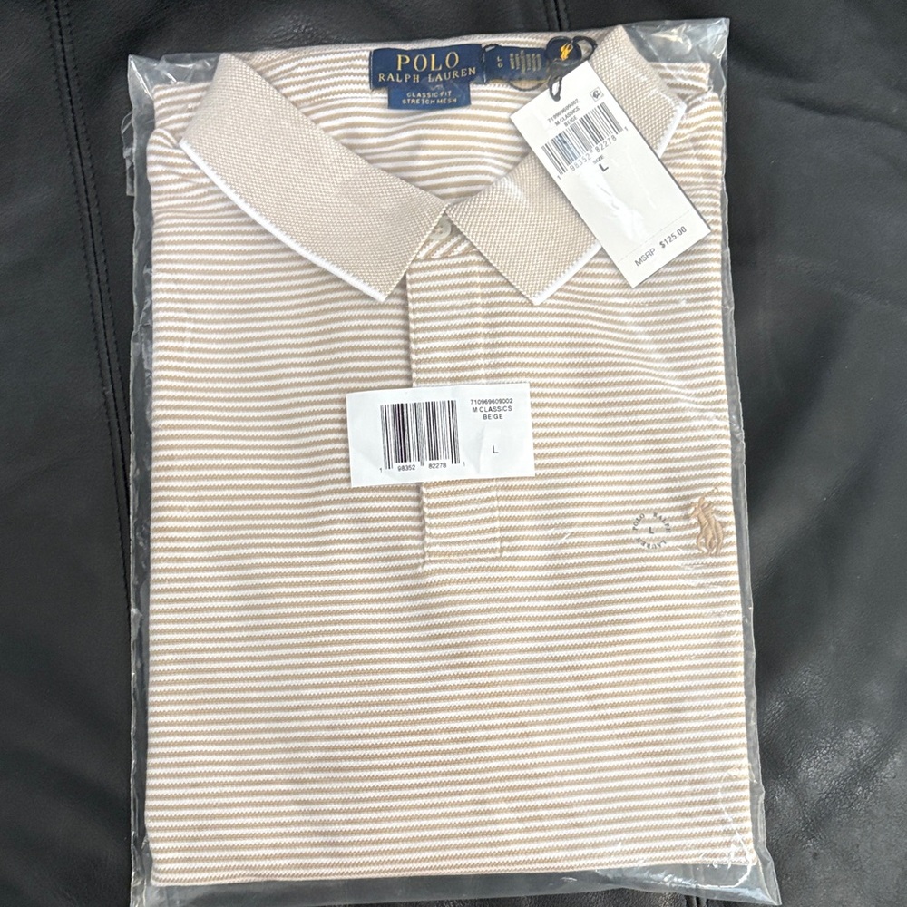 Polo by Ralph Lauren Men's Tan Striped Polo Shirt